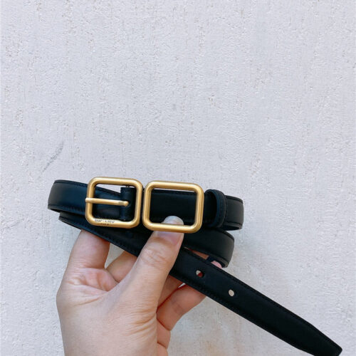 High Quality Luxury YSL Double Buckle Narrow Belt – Style 53638 alternate view
