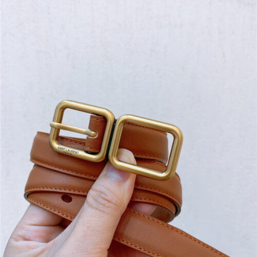 High Quality Luxury YSL Double Buckle Narrow Belt – Style 17478 alternate view