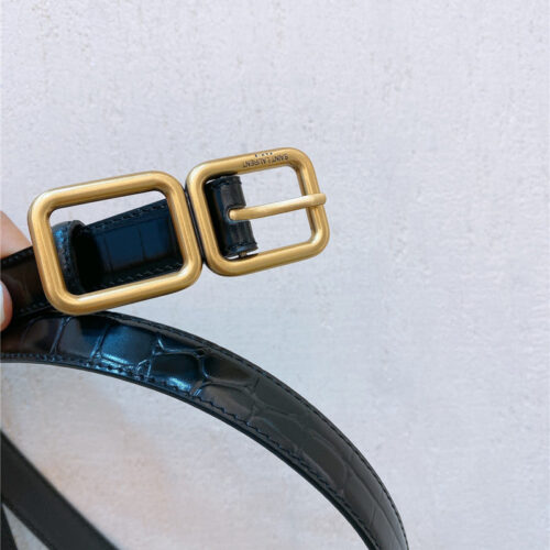 High Quality Luxury YSL Double Buckle Narrow Belt – Style 50246 product detail