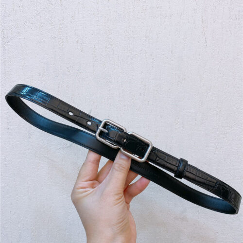 High Quality Luxury YSL Double Buckle Narrow Belt