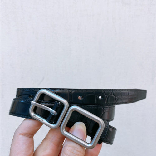 High Quality Luxury YSL Double Buckle Narrow Belt alternate view