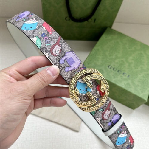 High Quality Luxury Gucci GG Supreme Canvas Belt – Style 36998 alternate view