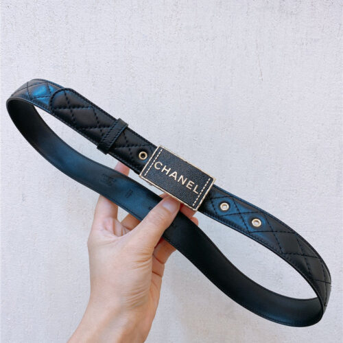 High Quality Luxury Chanel Gold Metal Logo Buckle Belt