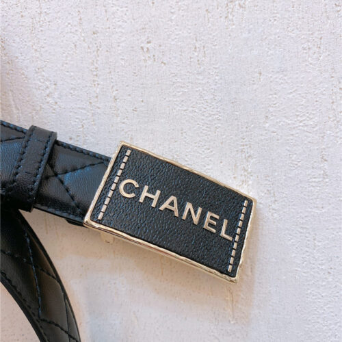 High Quality Luxury Chanel Gold Metal Logo Buckle Belt product detail