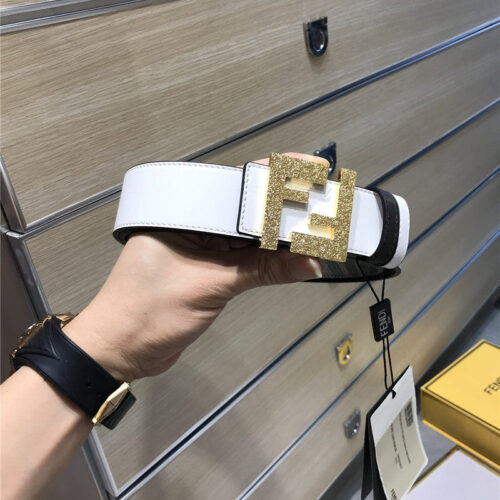High Quality Luxury Fendi Belt In Calfskin With Printed Canvas Bottom – Style 25190