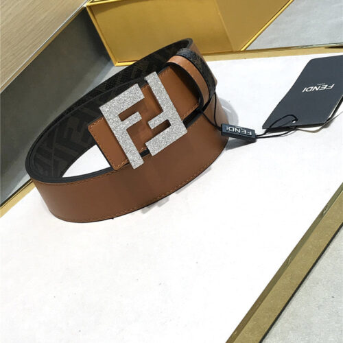 High Quality Luxury Fendi Belt In Calfskin With Printed Canvas Bottom – Style 56262 alternate view