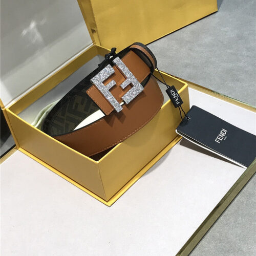 High Quality Luxury Fendi Belt In Calfskin With Printed Canvas Bottom – Style 56262 product detail