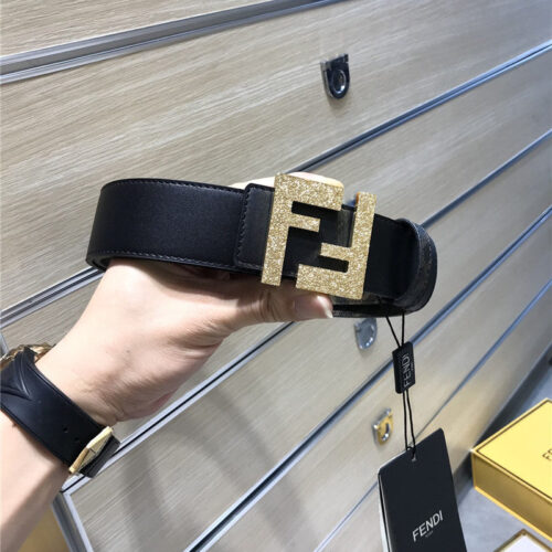 High Quality Luxury Fendi Belt In Calfskin With Printed Canvas Bottom