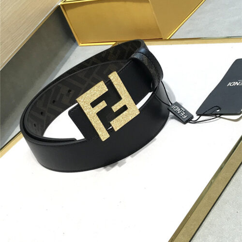 High Quality Luxury Fendi Belt In Calfskin With Printed Canvas Bottom alternate view