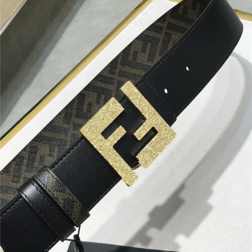High Quality Luxury Fendi Belt In Calfskin With Printed Canvas Bottom product detail