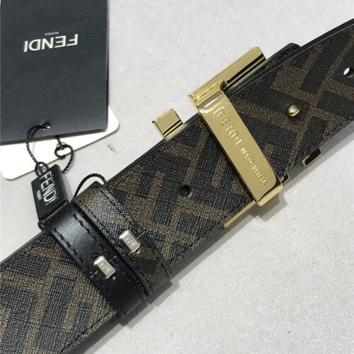 High Quality Luxury Fendi Belt In Calfskin With Printed Canvas Bottom product detail
