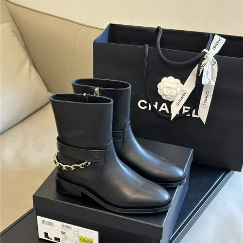 High Quality Luxury Chanel Autumn Winter Chain Ankle Boots – Style 92454 alternate view