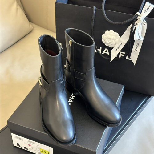 High Quality Luxury Chanel Autumn Winter Chain Ankle Boots – Style 92454