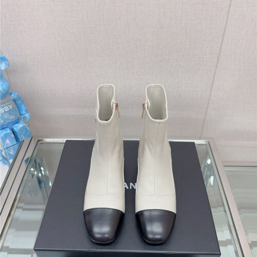 High Quality Luxury Chanel Chunky Heel Stitching Ankle Boots product detail