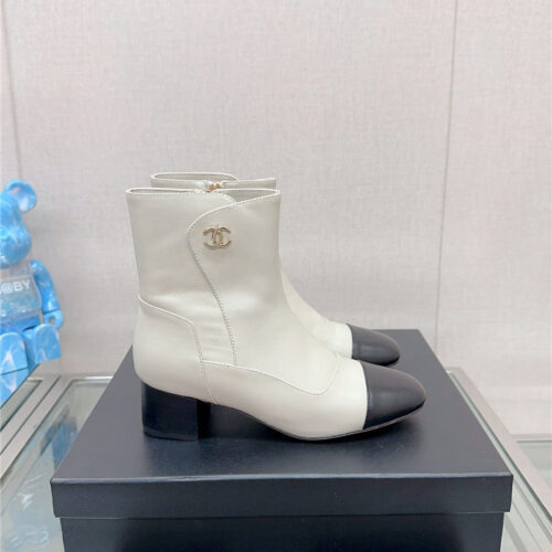 High Quality Luxury Chanel Chunky Heel Stitching Ankle Boots product detail