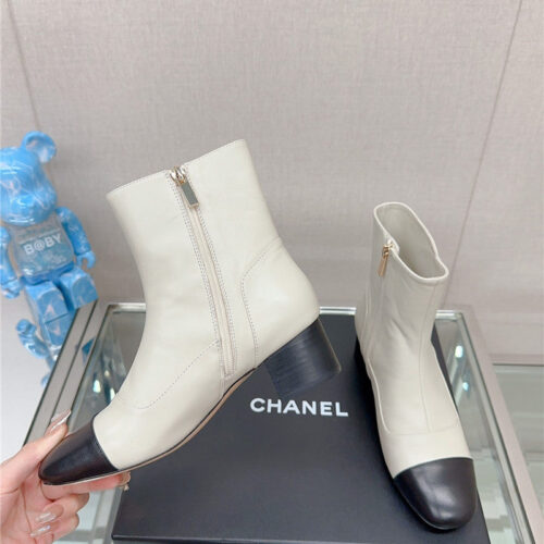 High Quality Luxury Chanel Chunky Heel Stitching Ankle Boots alternate view