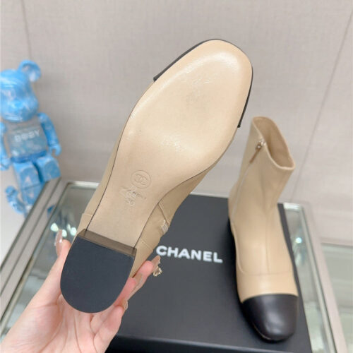 High Quality Luxury Chanel Chunky Heel Stitching Ankle Boots – Style 29798 product detail