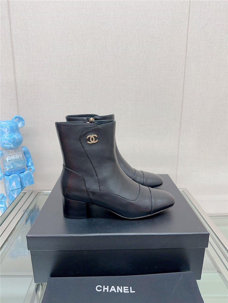 High Quality Luxury Chanel Chunky Heel Stitching Ankle Boots – Style 93638 product detail