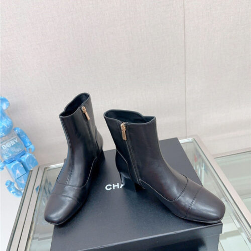 High Quality Luxury Chanel Chunky Heel Stitching Ankle Boots – Style 93638