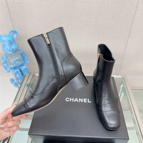 High Quality Luxury Chanel Chunky Heel Stitching Ankle Boots – Style 93638 product detail