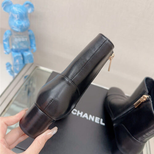 High Quality Luxury Chanel Chunky Heel Stitching Ankle Boots – Style 93638 product detail