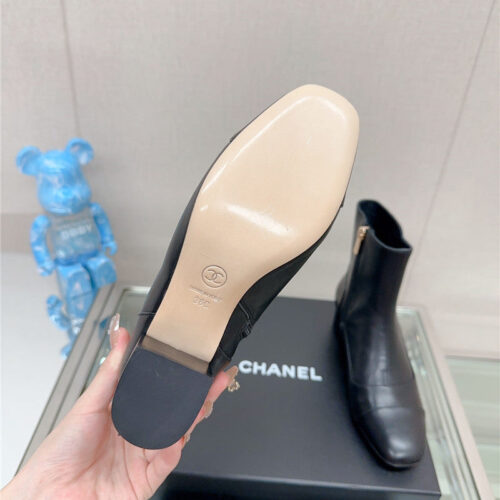 High Quality Luxury Chanel Chunky Heel Stitching Ankle Boots – Style 93638 product detail