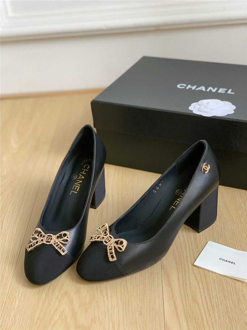 High Quality Luxury Chanel Double C Butterfly Diamond Buckle Shoes
