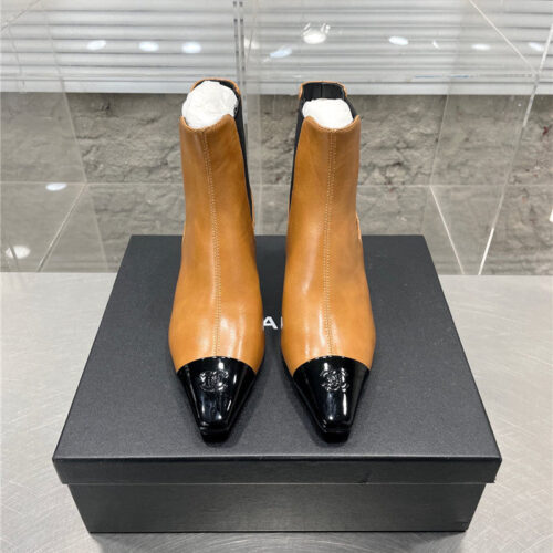 High Quality Luxury Chanel Classic Double C Small Square Toe Chunky Heel Boots alternate view