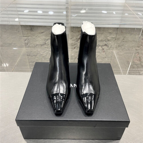 High Quality Luxury Chanel Classic Double C Small Square Toe Chunky Heel Boots – Style 34694 alternate view