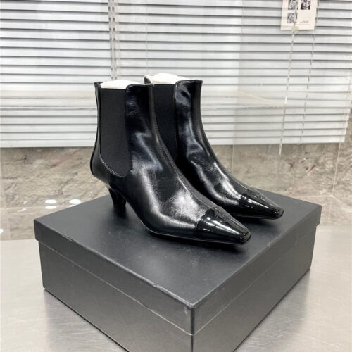 High Quality Luxury Chanel Classic Double C Small Square Toe Chunky Heel Boots – Style 34694