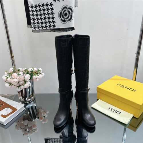 High Quality Luxury Fendi Hollow Chunky Heel Ankle Boots – Style 57843 product detail