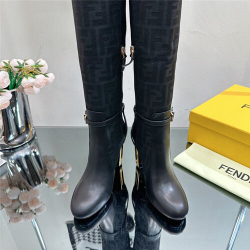 High Quality Luxury Fendi Hollow Chunky Heel Ankle Boots – Style 57843 product detail
