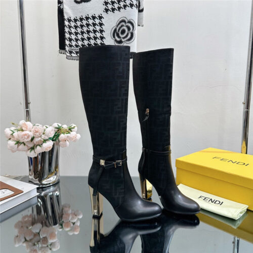 High Quality Luxury Fendi Hollow Chunky Heel Ankle Boots – Style 57843