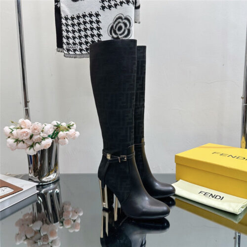 High Quality Luxury Fendi Hollow Chunky Heel Ankle Boots – Style 57843 product detail