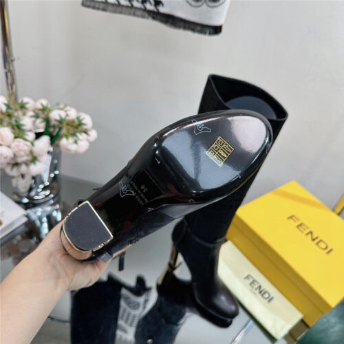 High Quality Luxury Fendi Hollow Chunky Heel Ankle Boots – Style 57843 product detail
