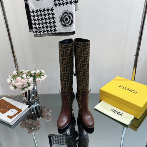 High Quality Luxury Fendi Hollow Chunky Heel Ankle Boots product detail