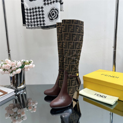 High Quality Luxury Fendi Hollow Chunky Heel Ankle Boots product detail