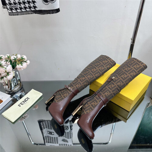 High Quality Luxury Fendi Hollow Chunky Heel Ankle Boots product detail
