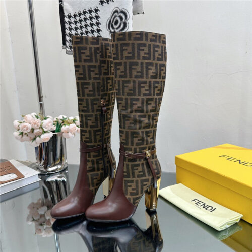 High Quality Luxury Fendi Hollow Chunky Heel Ankle Boots alternate view