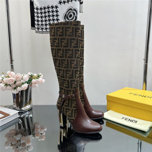 High Quality Luxury Fendi Hollow Chunky Heel Ankle Boots product detail