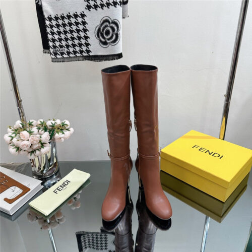 High Quality Luxury Fendi Hollow Chunky Heel Ankle Boots – Style 39187 product detail