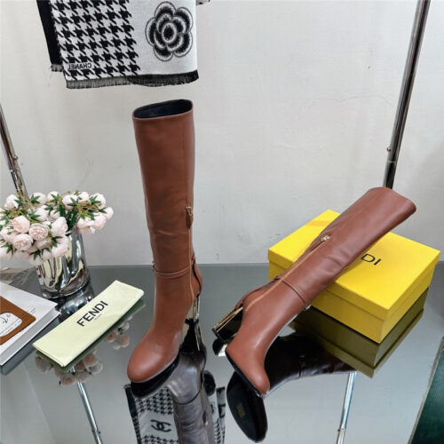High Quality Luxury Fendi Hollow Chunky Heel Ankle Boots – Style 39187 product detail