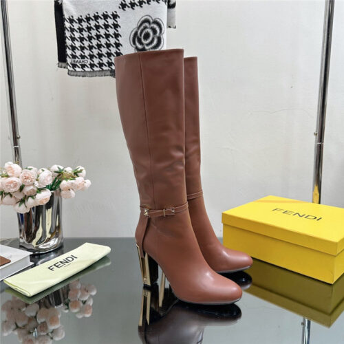 High Quality Luxury Fendi Hollow Chunky Heel Ankle Boots – Style 39187 product detail