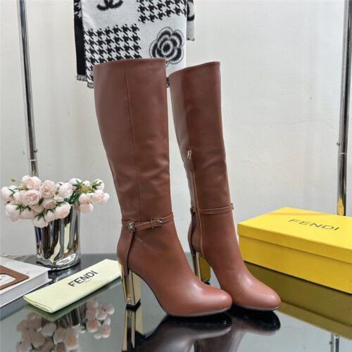 High Quality Luxury Fendi Hollow Chunky Heel Ankle Boots – Style 39187