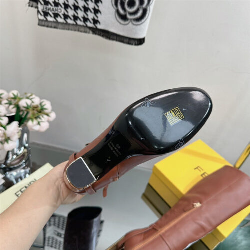High Quality Luxury Fendi Hollow Chunky Heel Ankle Boots – Style 39187 product detail