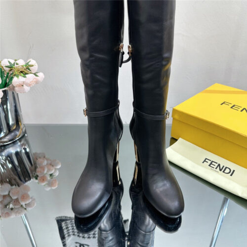 High Quality Luxury Fendi Hollow Chunky Heel Ankle Boots – Style 27315 product detail