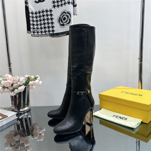 High Quality Luxury Fendi Hollow Chunky Heel Ankle Boots – Style 27315 product detail