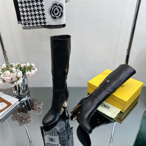 High Quality Luxury Fendi Hollow Chunky Heel Ankle Boots – Style 27315 product detail