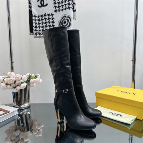 High Quality Luxury Fendi Hollow Chunky Heel Ankle Boots – Style 27315