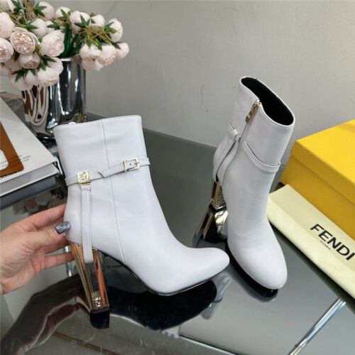 High Quality Luxury Fendi Hollow Chunky Heel Ankle Boots – Style 13747 product detail